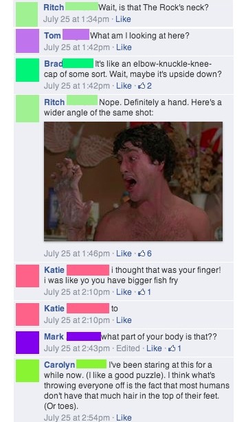 Man posts photo of a mysterious part of his body on Facebook, sending his friends into a spiral of confusion and horror.